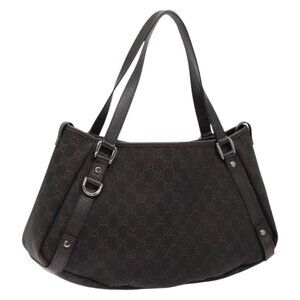 GUCCI GG Canvas Abbey Tote Bag Outlet Brown Silver 293578 Auth 135375